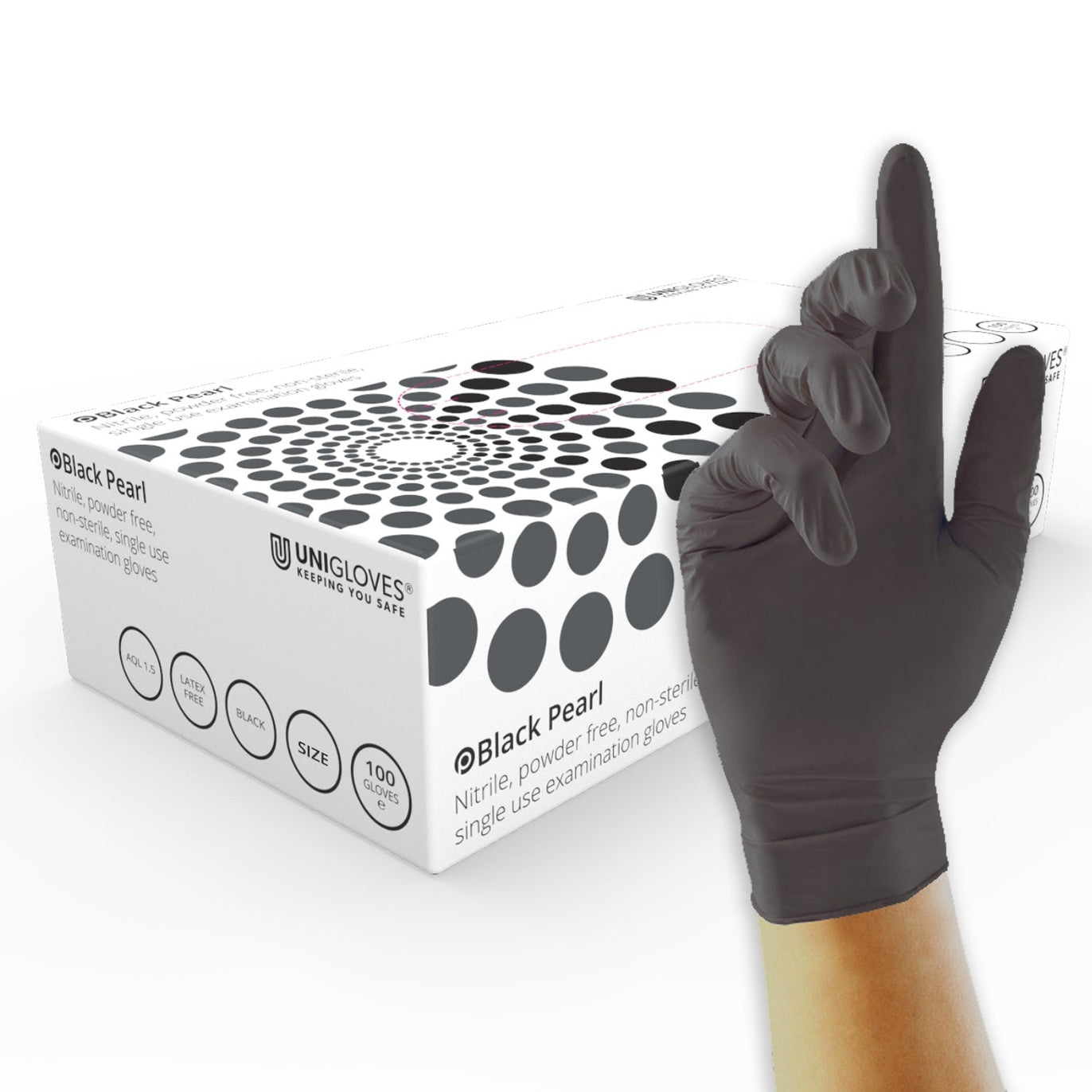 Unigloves Pearl Nitrile Gloves Black