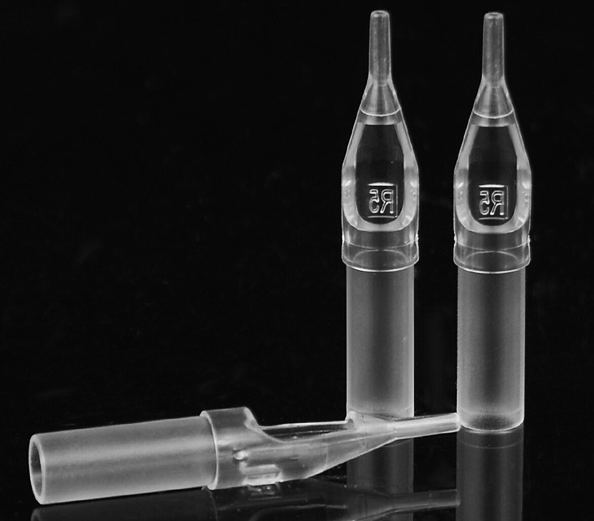 Clear Powder Tips Clear Disposable Plastic Tips 50PCS Round β DermagloTattooSupplies